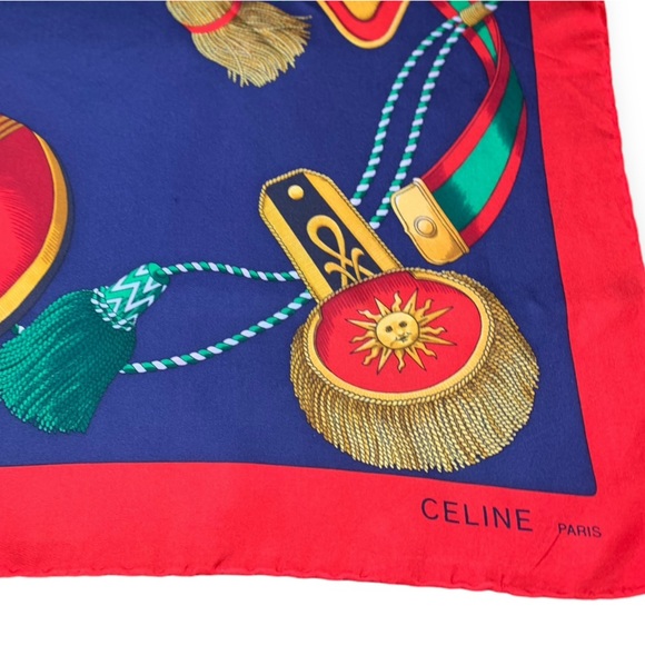 CELINE RED AND NAVY REVOLUTION FRANCAISE SCARF - Picture 2 of 6